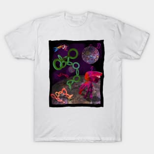 Space Collage with Robot and Rockets T-Shirt